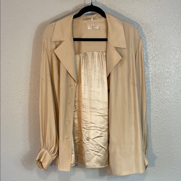 Lafayette 148 New York Beige Silk Button Down Blouse – Career Top Size 12 NWT - Picture 10 of 16